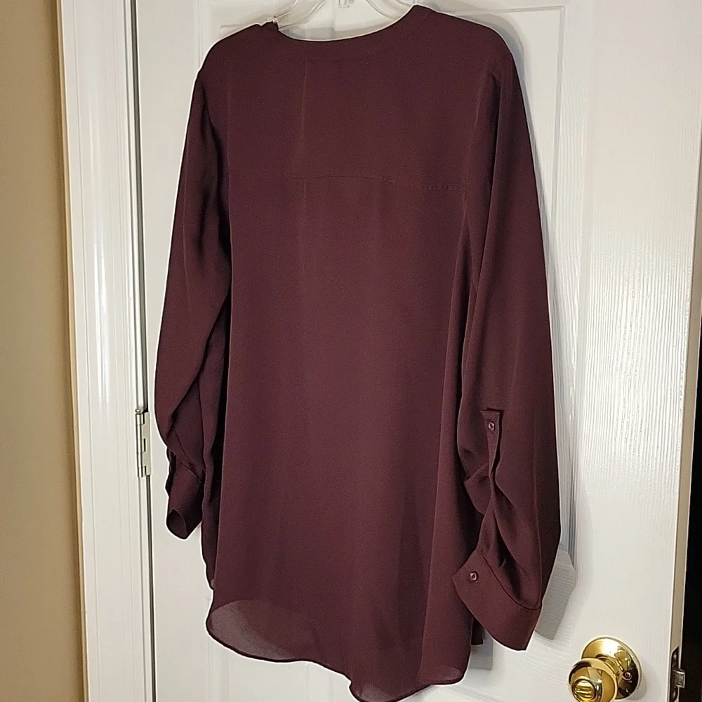Simply Vera Vera Wang Blouse XL Magenta Dark Purple Red Long Sleeve